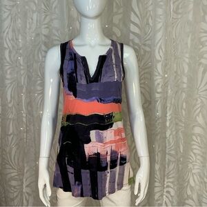 Simply Vera (M) Multicolor Sleeveless V Neck Women's Top